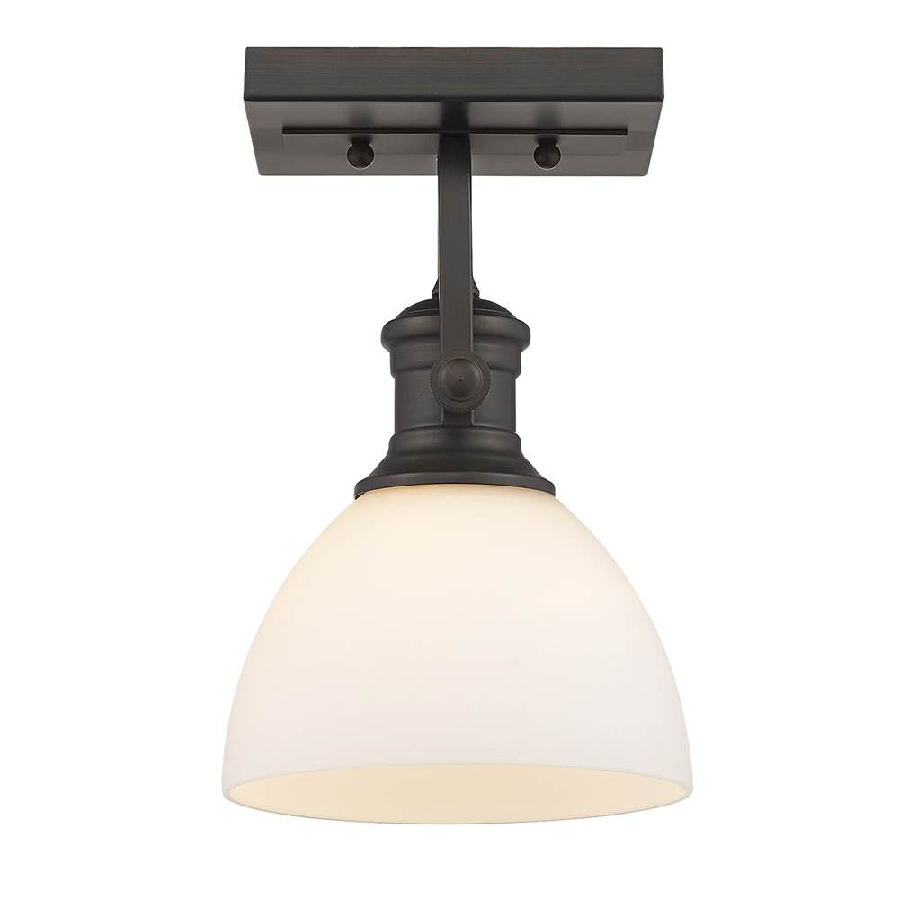 Golden Lighting 3118-BA1 RBZ-OP Rubbed Bronze Yep By Golden Lighting Hines 1-light Vanity In Rubbed Bronze And Opal Glass Image 2