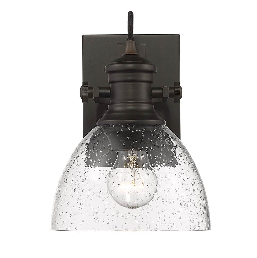 Golden Lighting 3118-BA1 RBZ-SD Rubbed Bronze Yep By Golden Lighting Hines 1-light Vanity In Rubbed Bronze And Seeded Glass Image 3