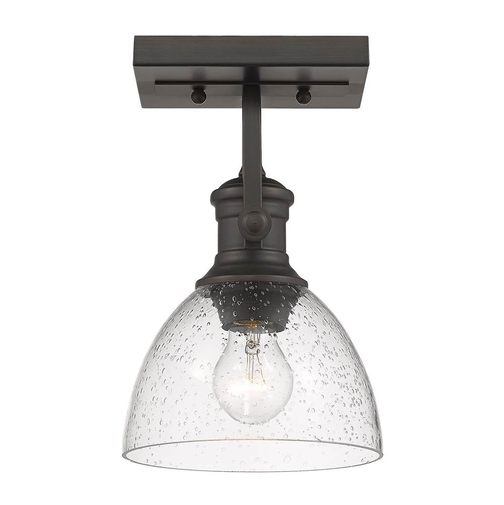 Golden Lighting 3118-BA1 RBZ-SD Rubbed Bronze Yep By Golden Lighting Hines 1-light Vanity In Rubbed Bronze And Seeded Glass Image 2