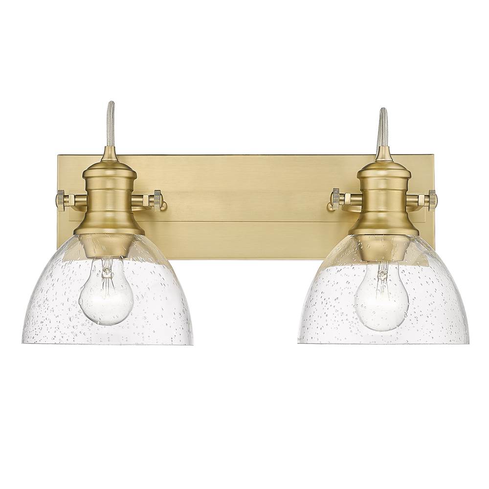 Golden Lighting Hines Yep By Golden Lighting Hines 2-light Vanity In Brushed Champagne Brass And Seeded Glass