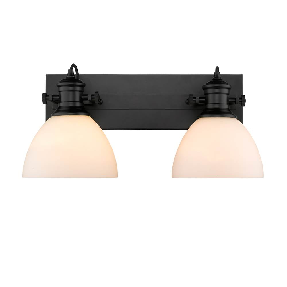 Golden Lighting 3118-BA2 BLK-OP Matte Black Yep By Golden Lighting Hines 2-light Vanity In Matte Black And Opal Glass Image 1