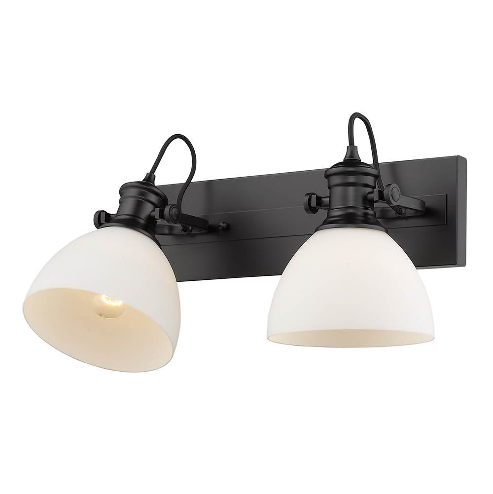 Golden Lighting 3118-BA2 BLK-OP Matte Black Yep By Golden Lighting Hines 2-light Vanity In Matte Black And Opal Glass Image 2