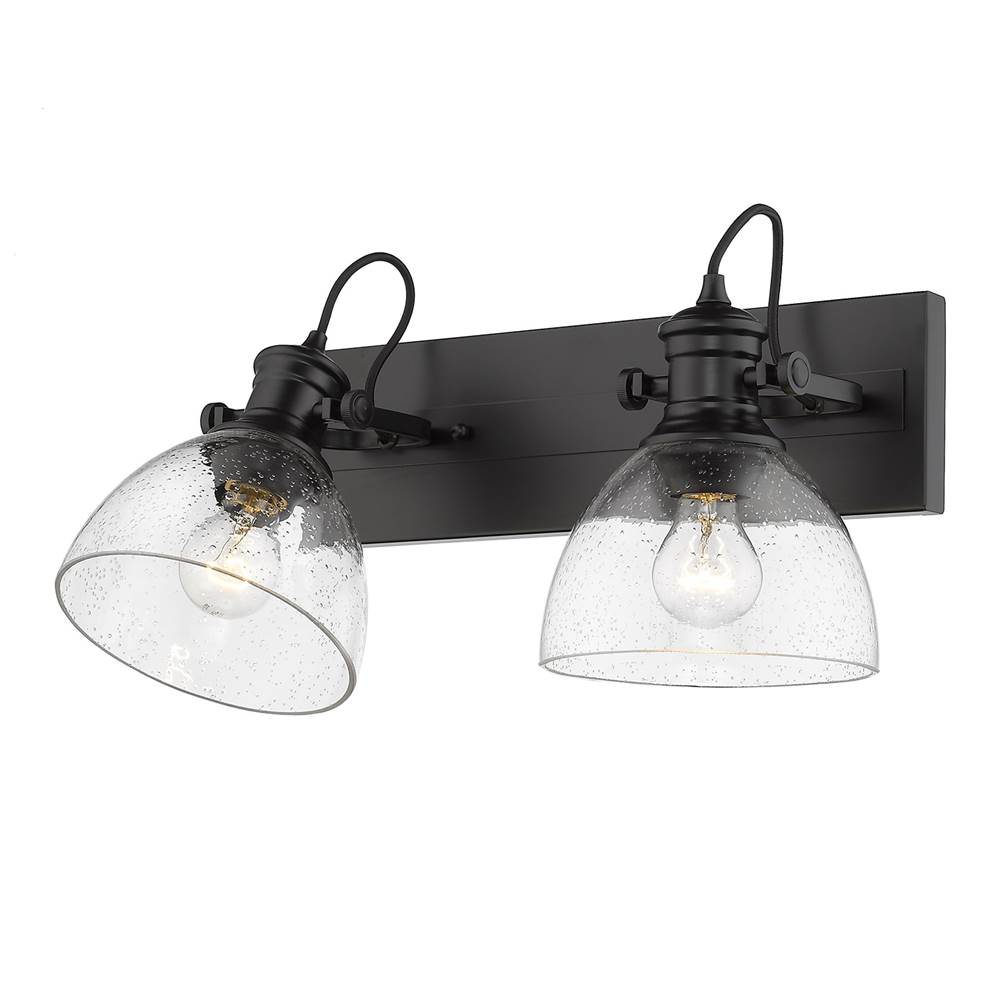 Golden Lighting 3118-BA2 BLK-SD Matte Black Yep By Golden Lighting Hines 2-light Vanity In Matte Black And Seeded Glass Image 2