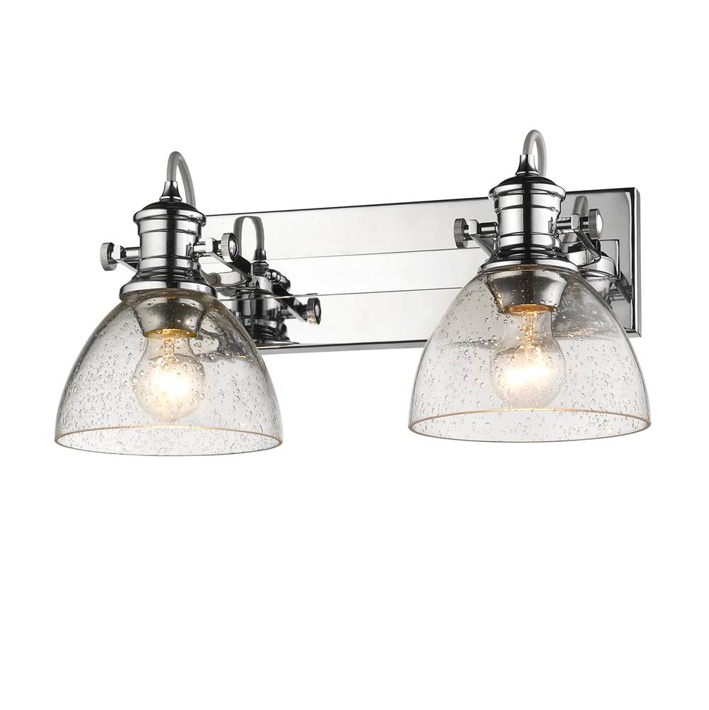 Golden Lighting Hines Yep By Golden Lighting Hines 2-light Vanity In Brushed Champagne Brass And Seeded Glass