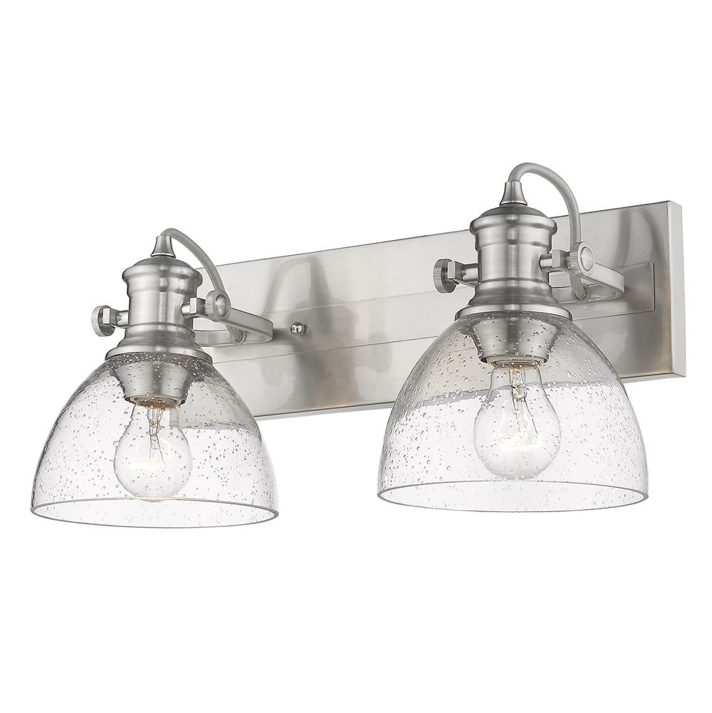 Golden Lighting Hines Yep By Golden Lighting Hines 2-light Vanity In Brushed Champagne Brass And Seeded Glass