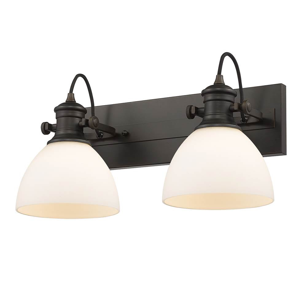 Golden Lighting Hines Yep By Golden Lighting Hines 2-light Vanity In Brushed Champagne Brass And Opal Glass