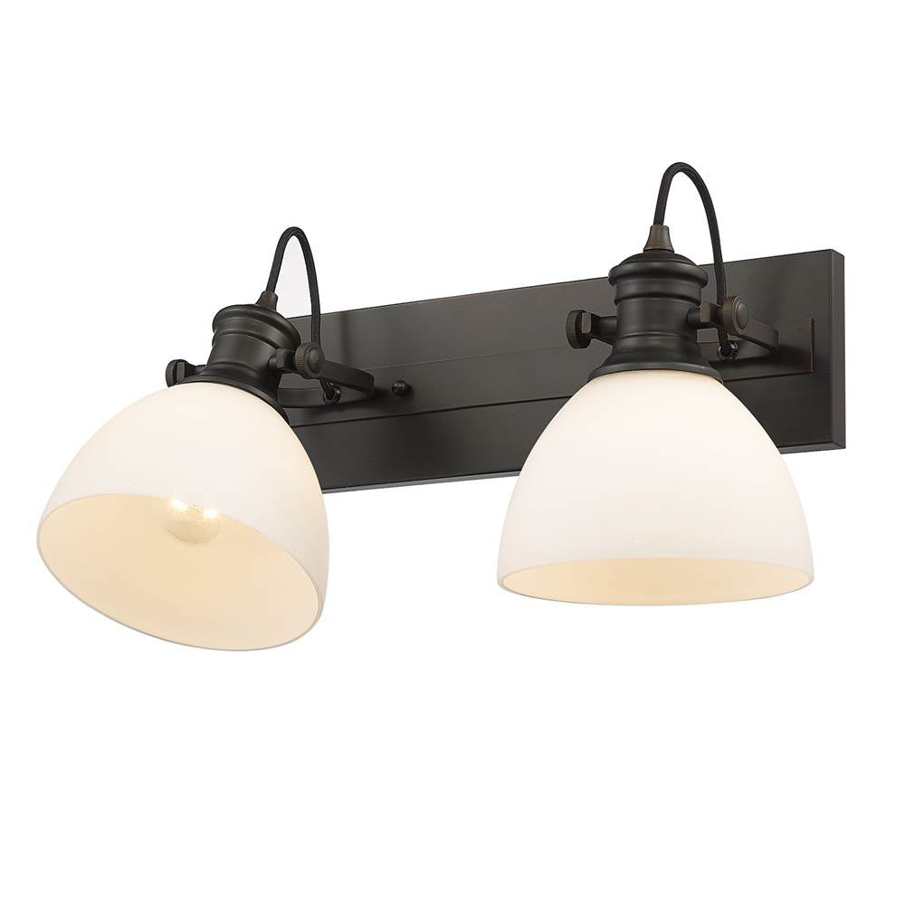 Golden Lighting 3118-BA2 RBZ-OP Rubbed Bronze Yep By Golden Lighting Hines 2-light Vanity In Rubbed Bronze And Opal Glass Image 3