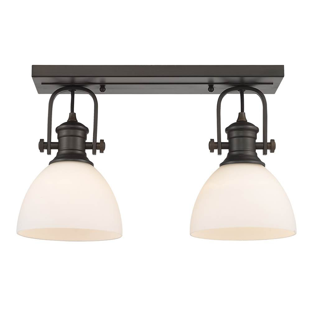 Golden Lighting 3118-BA2 RBZ-OP Rubbed Bronze Yep By Golden Lighting Hines 2-light Vanity In Rubbed Bronze And Opal Glass Image 2