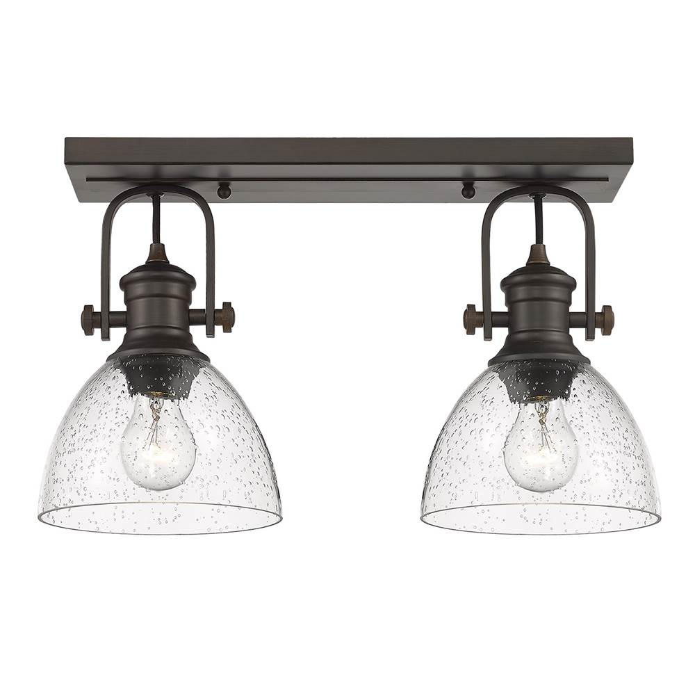 Golden Lighting 3118-BA2 RBZ-SD Rubbed Bronze Yep By Golden Lighting Hines 2-light Vanity In Rubbed Bronze And Seeded Glass Image 2