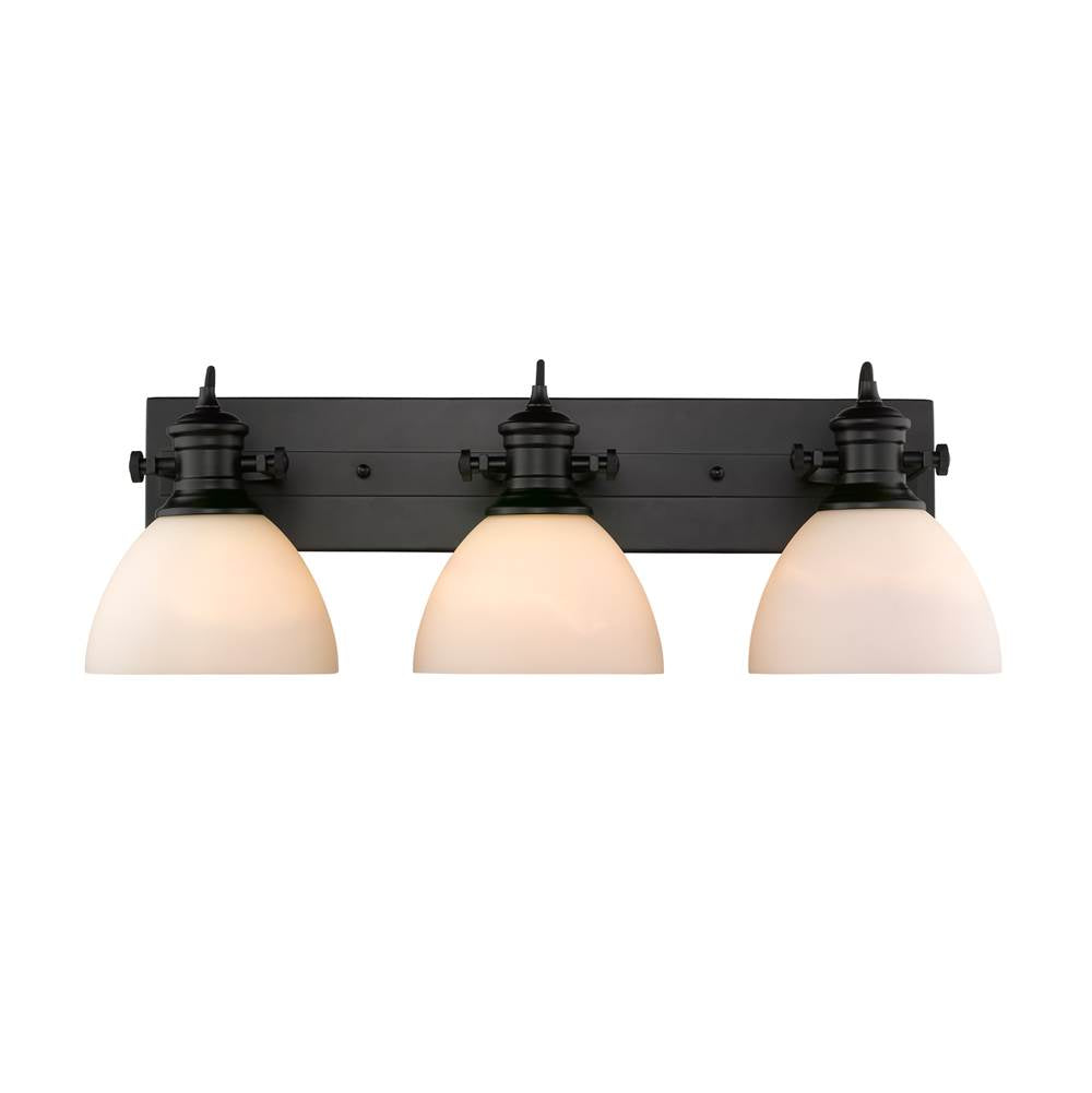 Golden Lighting 3118-BA3 BLK-OP Matte Black Yep By Golden Lighting Hines 3-light Vanity In Matte Black And Opal Glass Image 1