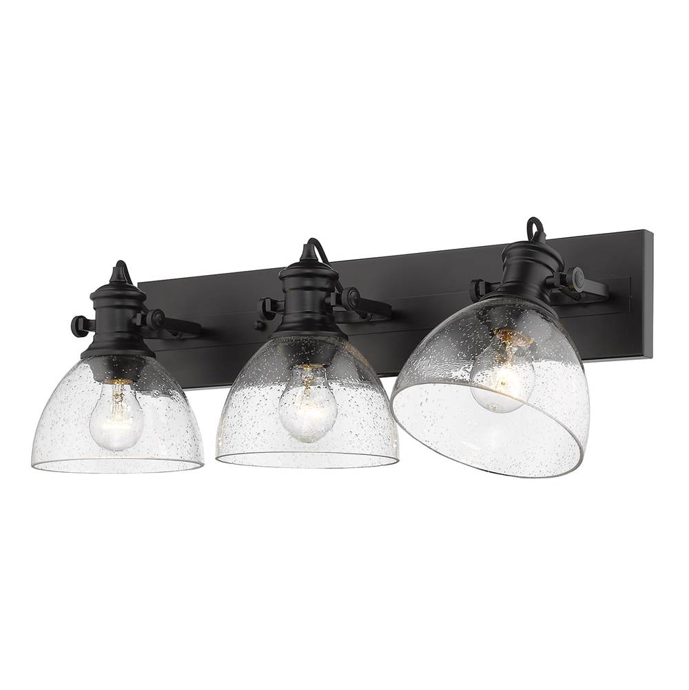 Golden Lighting 3118-BA3 BLK-SD Matte Black Yep By Golden Lighting Hines 3-light Vanity In Matte Black And Seeded Glass Image 2