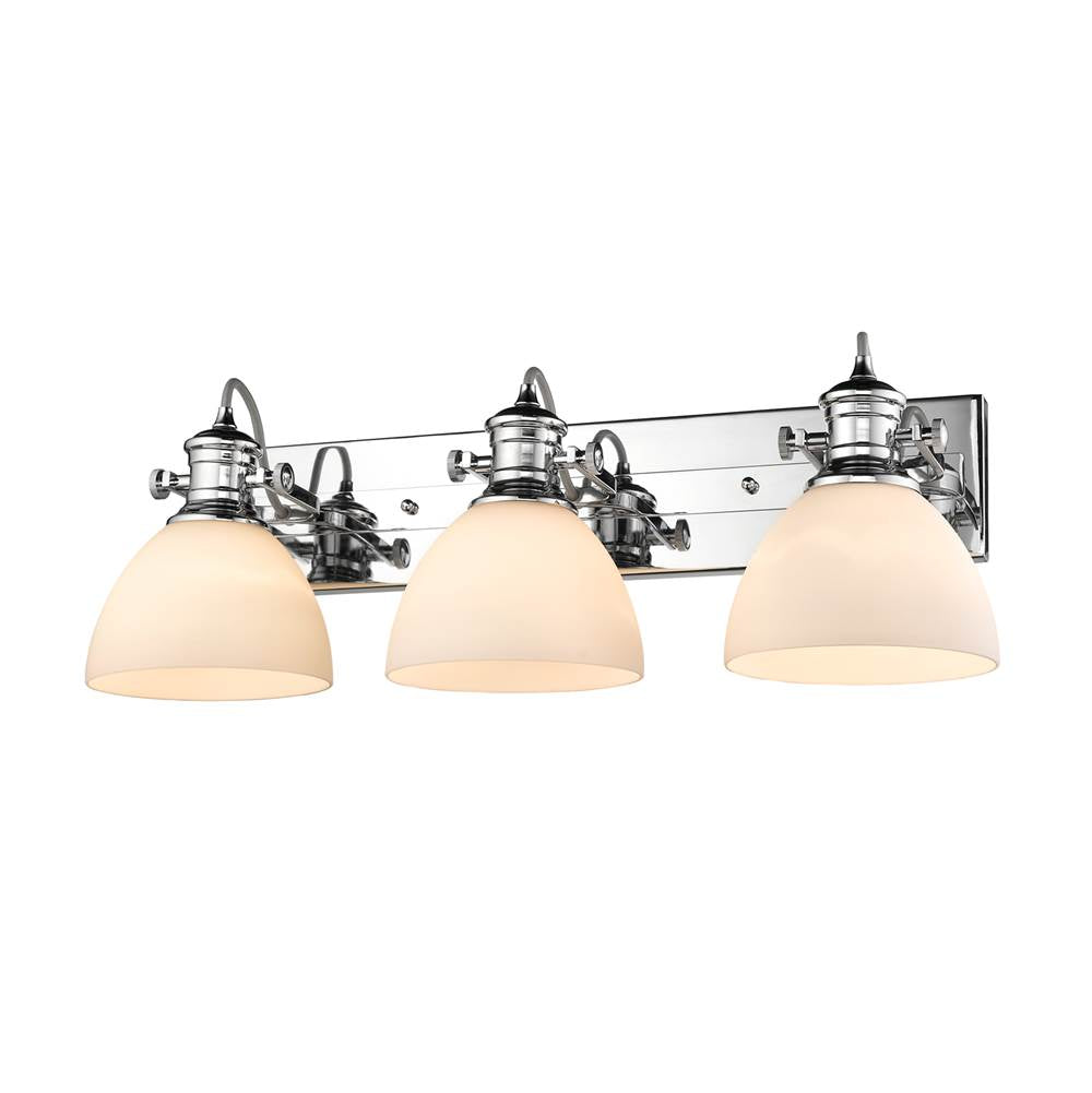 Golden Lighting Hines Yep By Golden Lighting Hines 3-light Vanity In Matte Black And Opal Glass