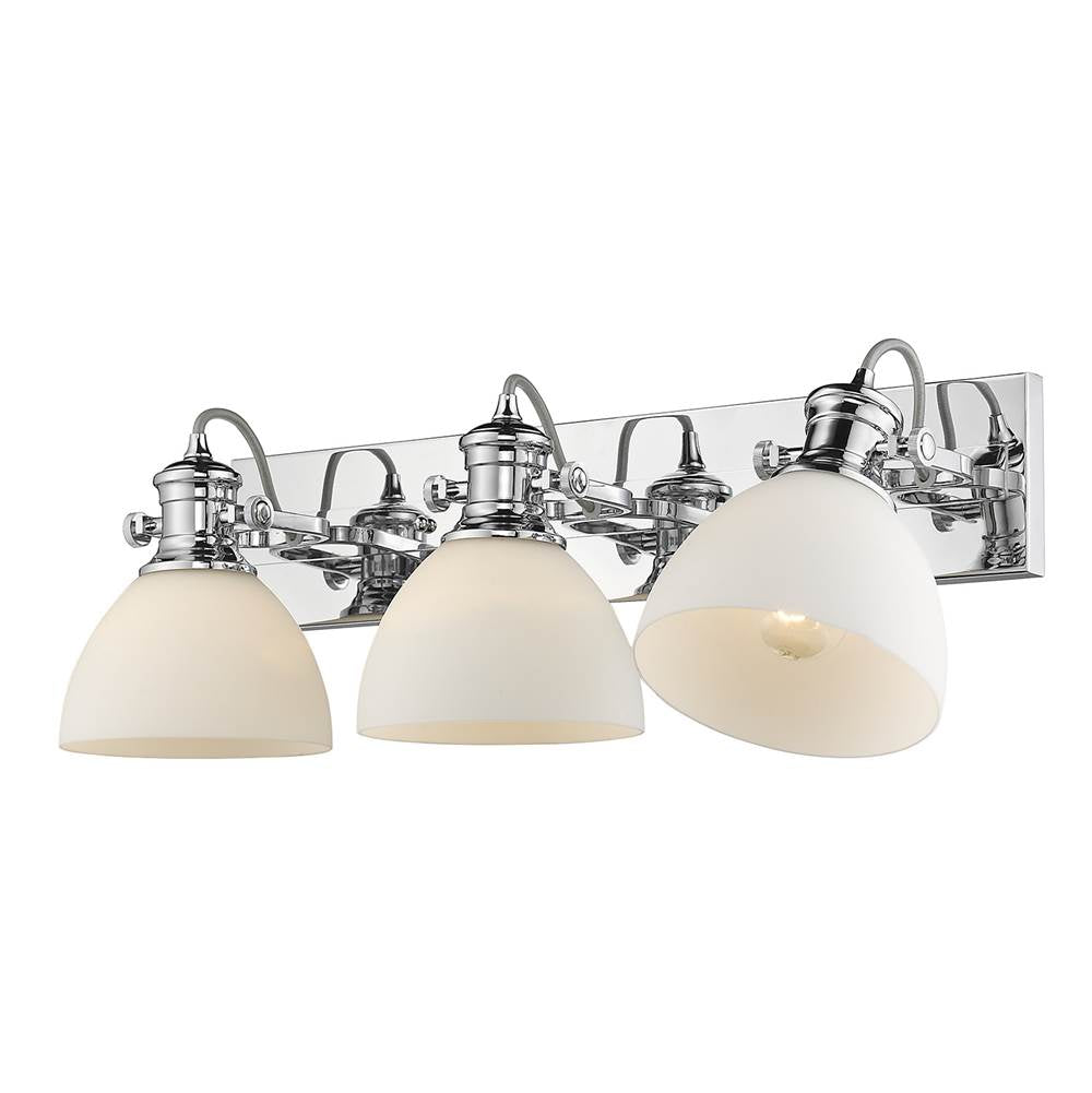 Golden Lighting 3118-BA3 CH-OP Chrome Yep By Golden Lighting Hines 3-light Vanity In Chrome And Opal Glass Image 2