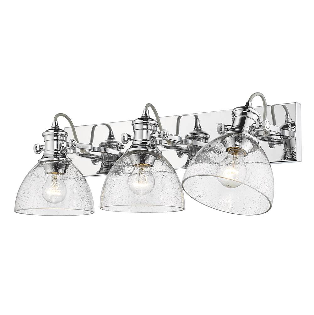 Golden Lighting 3118-BA3 CH-SD Chrome Yep By Golden Lighting Hines 3-light Vanity In Chrome And Seeded Glass Image 2