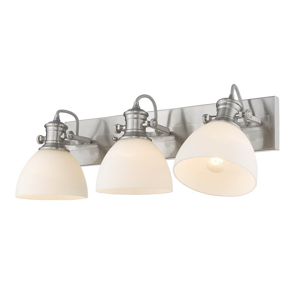 Golden Lighting 3118-BA3 PW-OP Pewter Yep By Golden Lighting Hines 3-light Vanity In Pewter And Opal Glass Image 3