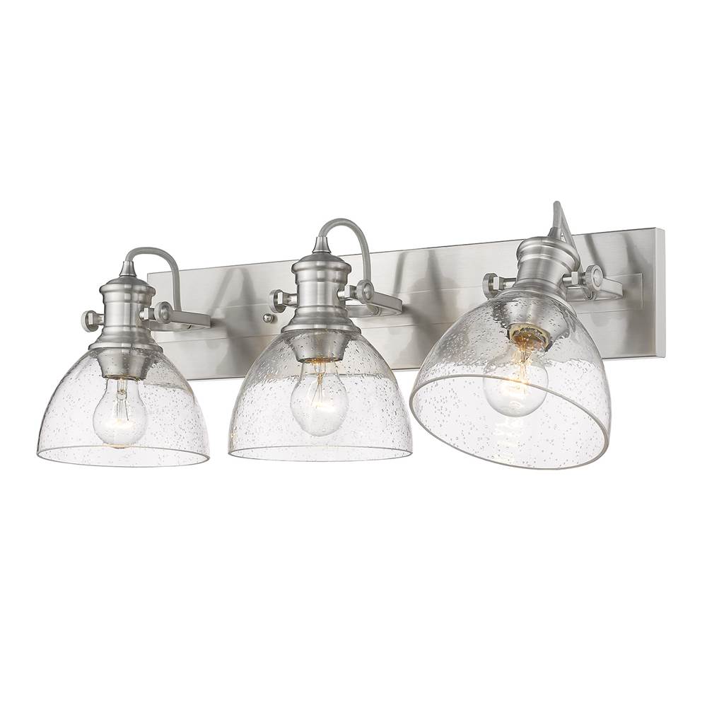 Golden Lighting 3118-BA3 PW-SD Pewter Yep By Golden Lighting Hines 3-light Vanity In Pewter And Seeded Glass Image 3