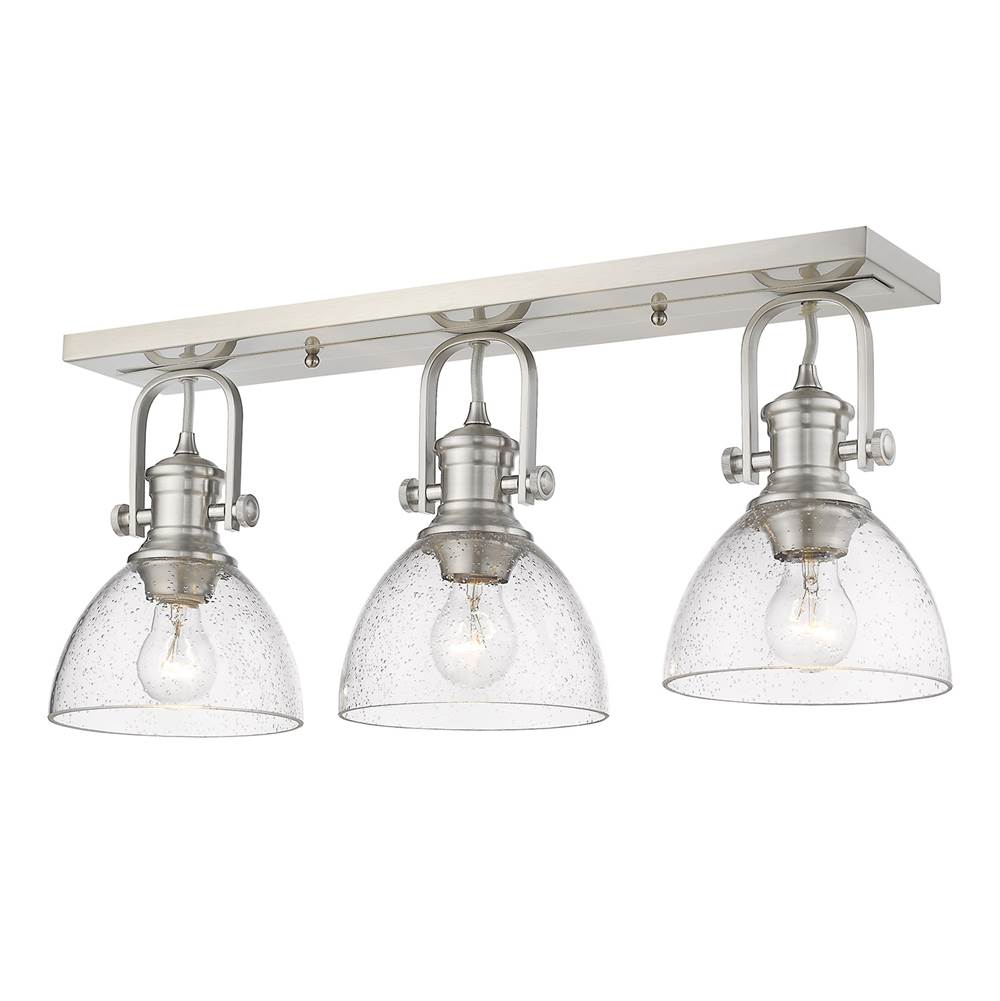 Golden Lighting 3118-BA3 PW-SD Pewter Yep By Golden Lighting Hines 3-light Vanity In Pewter And Seeded Glass Image 2