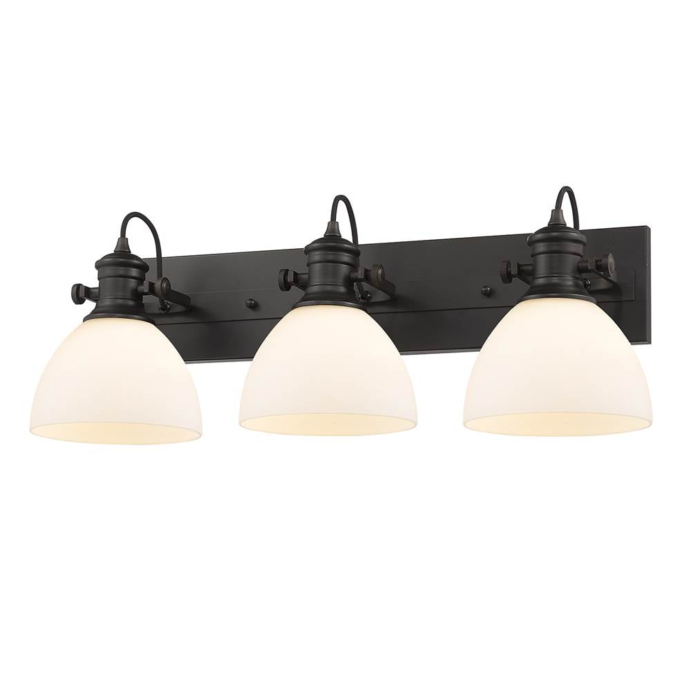 Golden Lighting Hines Yep By Golden Lighting Hines 3-light Vanity In Matte Black And Opal Glass