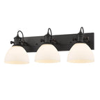 Golden Lighting Hines Yep By Golden Lighting Hines 3-light Vanity In Matte Black And Opal Glass
