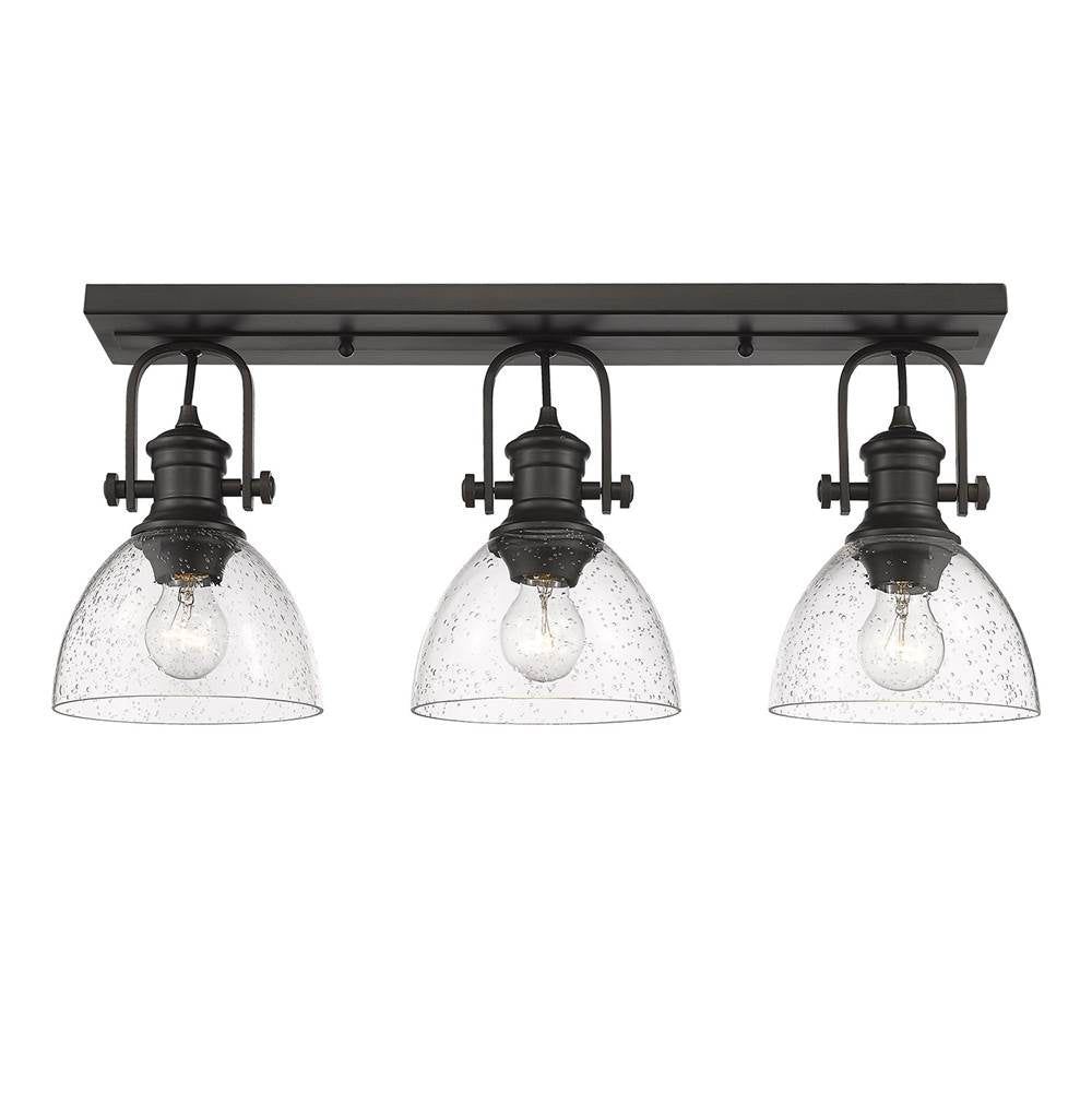 Golden Lighting 3118-BA3 RBZ-SD Rubbed Bronze Yep By Golden Lighting Hines 3-light Vanity In Rubbed Bronze And Seeded Glass Image 2