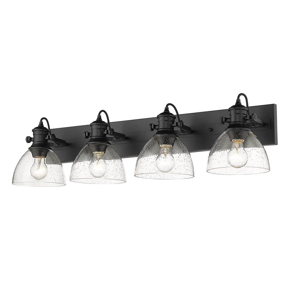 Golden Lighting 3118-BA4 BLK-SD Matte Black Yep By Golden Lighting Hines 4-light Vanity In Matte Black And Seeded Glass Image 1