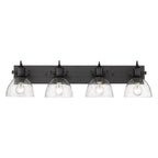 Golden Lighting Hines Yep By Golden Lighting Hines 4-light Vanity In Matte Black And Seeded Glass