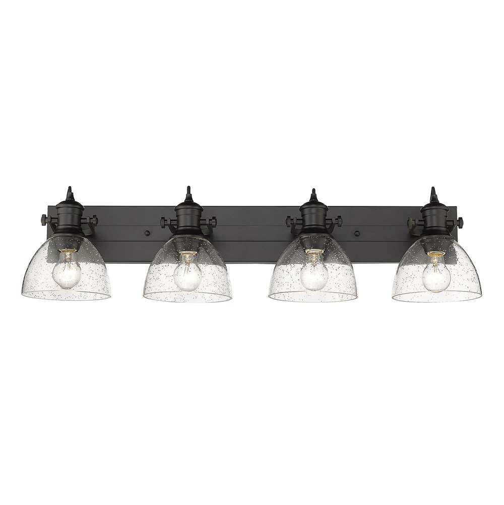 Golden Lighting 3118-BA4 BLK-SD Matte Black Yep By Golden Lighting Hines 4-light Vanity In Matte Black And Seeded Glass Image 3