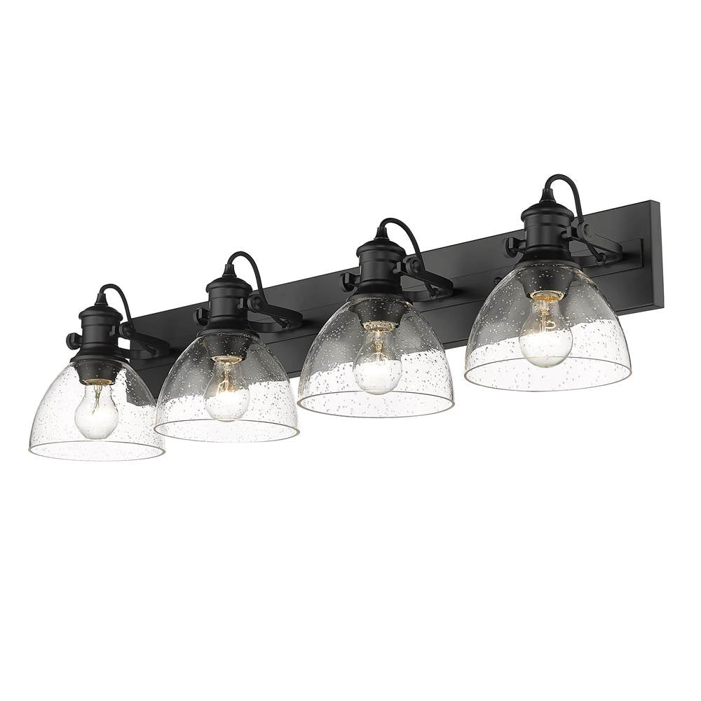 Golden Lighting 3118-BA4 BLK-SD Matte Black Yep By Golden Lighting Hines 4-light Vanity In Matte Black And Seeded Glass Image 2