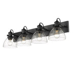 Golden Lighting 3118-BA4 BLK-SD Matte Black Yep By Golden Lighting Hines 4-light Vanity In Matte Black And Seeded Glass Image 2