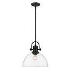 Golden Lighting Hines Yep By Golden Lighting Hines 1-light 14in Pendant In Matte Black And Clear Glass