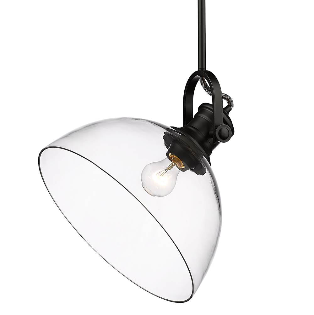 Golden Lighting 3118-L BLK-CLR Matte Black Yep By Golden Lighting Hines 1-light 14in Pendant In Matte Black And Clear Glass Image 3