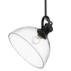 Golden Lighting 3118-L BLK-CLR Matte Black Yep By Golden Lighting Hines 1-light 14in Pendant In Matte Black And Clear Glass Image 3