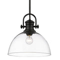 Golden Lighting 3118-L BLK-CLR Matte Black Yep By Golden Lighting Hines 1-light 14in Pendant In Matte Black And Clear Glass Image 1