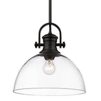 Golden Lighting 3118-L BLK-CLR Matte Black Yep By Golden Lighting Hines 1-light 14in Pendant In Matte Black And Clear Glass Image 1