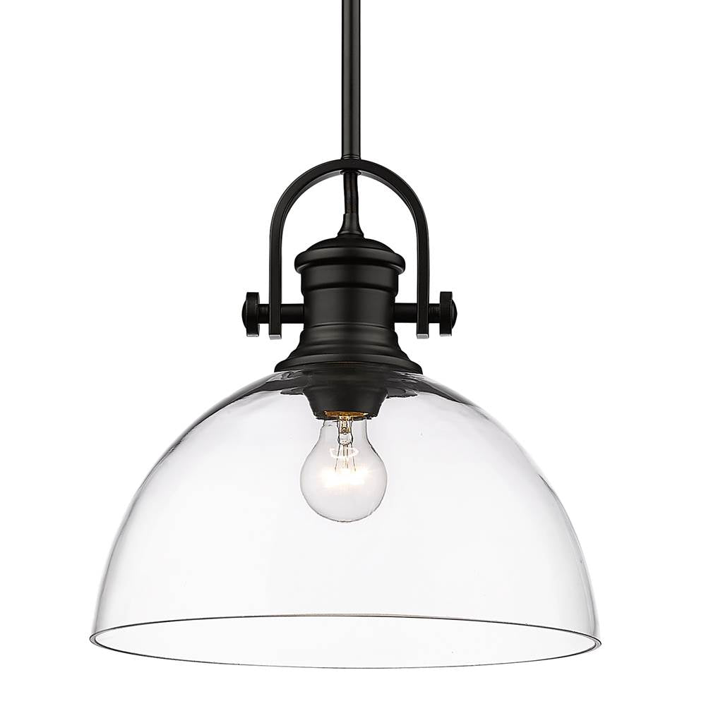 Golden Lighting 3118-L BLK-CLR Matte Black Yep By Golden Lighting Hines 1-light 14in Pendant In Matte Black And Clear Glass Image 1
