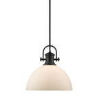 Golden Lighting 3118-L BLK-OP Matte Black Yep By Golden Lighting Hines 1-light 14in Pendant In Matte Black And Opal Glass Image 1