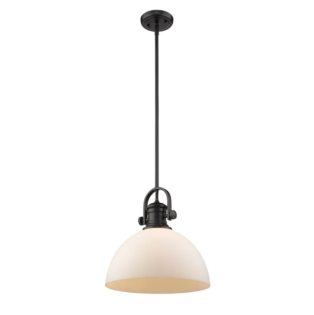 Golden Lighting 3118-L BLK-OP Matte Black Yep By Golden Lighting Hines 1-light 14in Pendant In Matte Black And Opal Glass Image 3