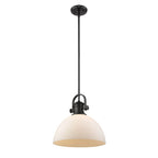 Golden Lighting 3118-L BLK-OP Matte Black Yep By Golden Lighting Hines 1-light 14in Pendant In Matte Black And Opal Glass Image 3