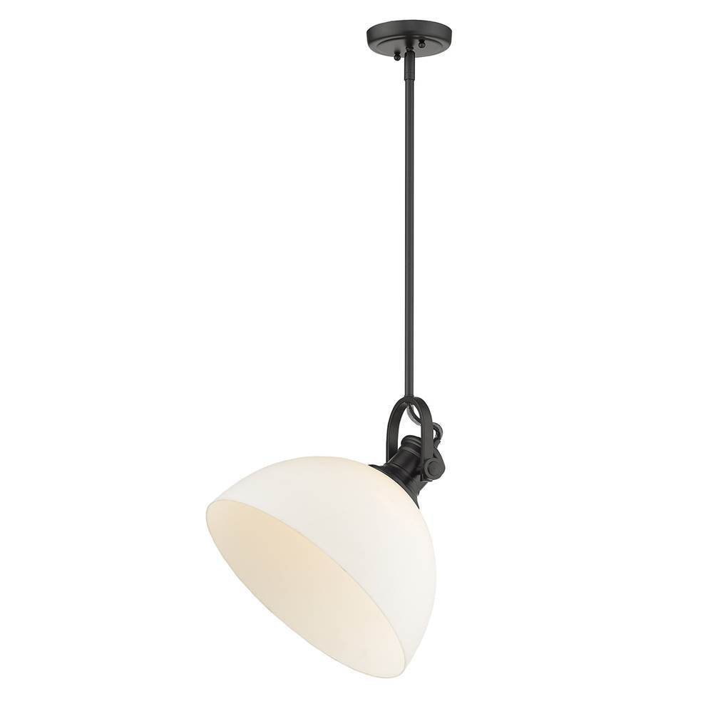 Golden Lighting 3118-L BLK-OP Matte Black Yep By Golden Lighting Hines 1-light 14in Pendant In Matte Black And Opal Glass Image 2