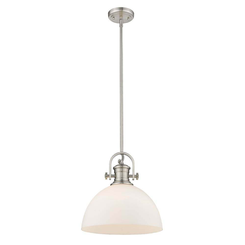 Golden Lighting Hines Yep By Golden Lighting Hines 1-light 14in Pendant In Matte Black And Opal Glass