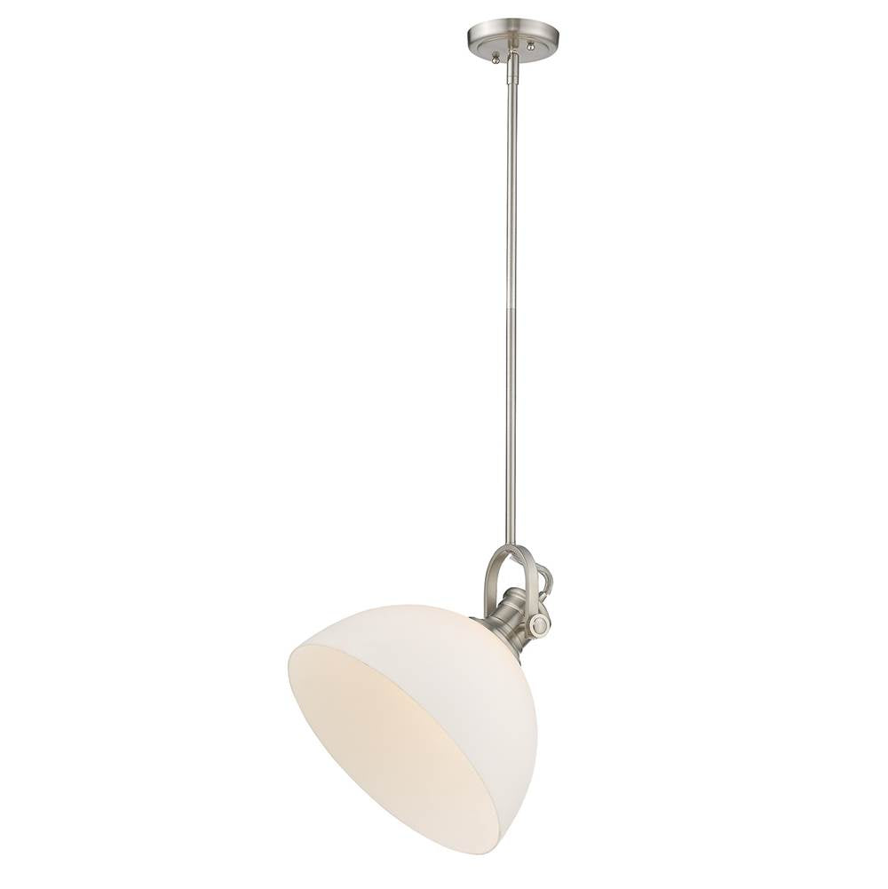 Golden Lighting 3118-L PW-OP Pewter Yep By Golden Lighting Hines 1-light 14in Pendant In Pewter And Opal Glass Image 2