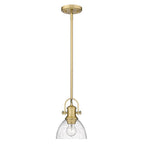 Golden Lighting Hines Yep By Golden Lighting Hines 1-light 7in Pendant In Brushed Champagne Brass And Seeded Glass