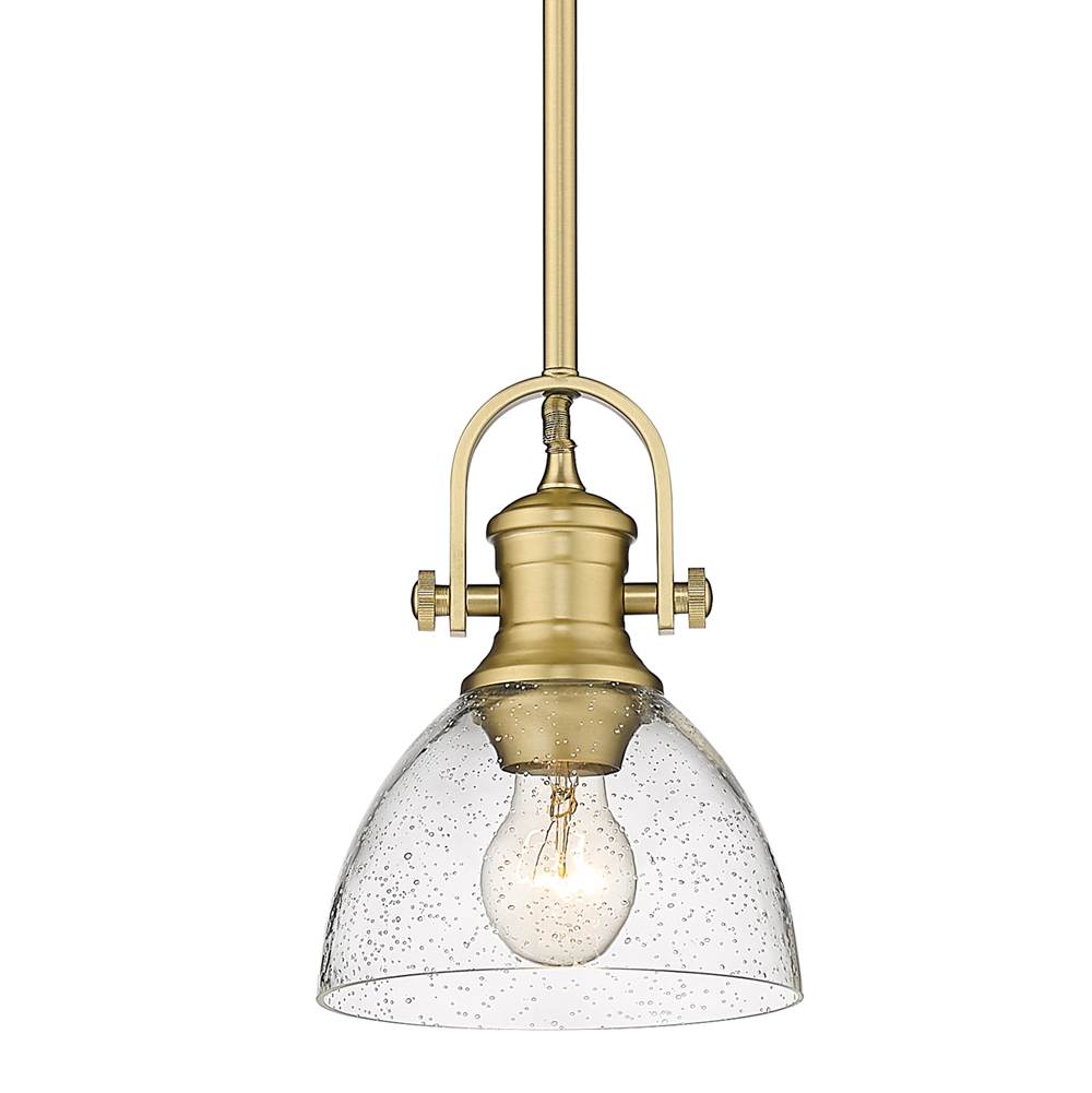 Golden Lighting 3118-M1L BCB-SD Brushed Champagne Brass Yep By Golden Lighting Hines 1-light 7in Pendant In Brushed Champagne Brass And Seeded Glass Image 1