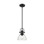 Golden Lighting Hines Yep By Golden Lighting Hines 1-light 7in Pendant In Brushed Champagne Brass And Seeded Glass