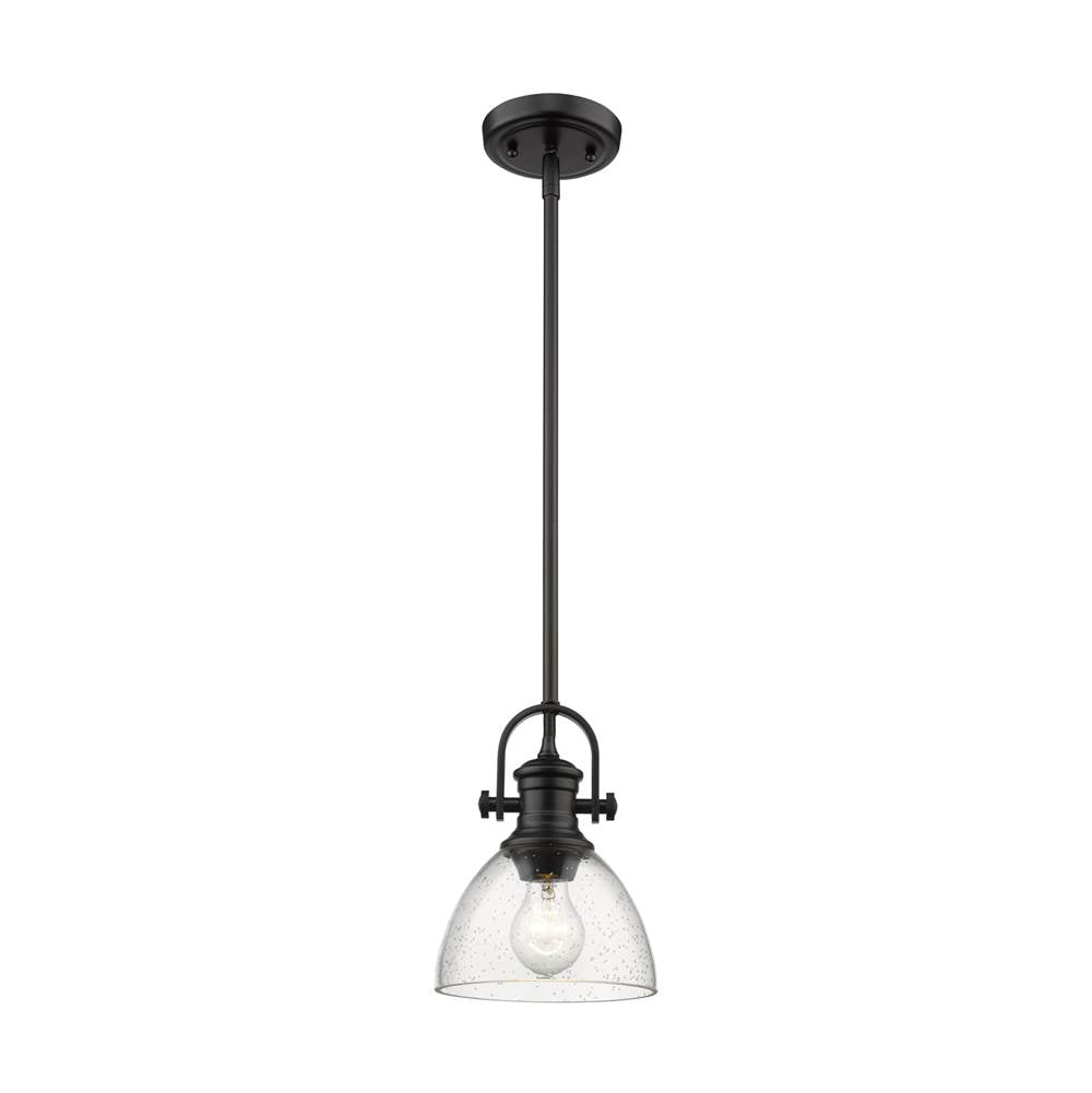 Golden Lighting Hines Yep By Golden Lighting Hines 1-light 7in Pendant In Brushed Champagne Brass And Seeded Glass