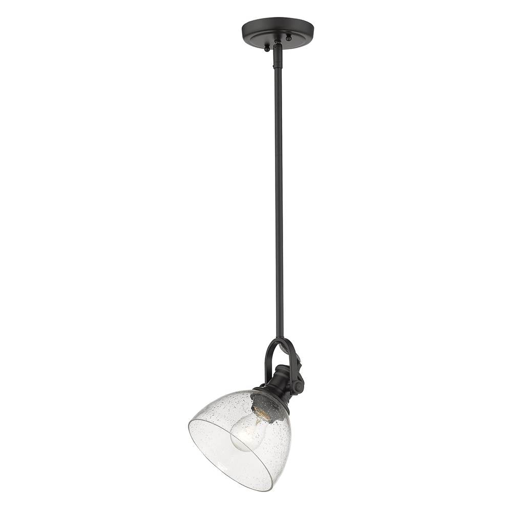 Golden Lighting 3118-M1L BLK-SD Matte Black Yep By Golden Lighting Hines 1-light 7in Pendant In Matte Black And Seeded Glass Image 2