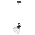 Golden Lighting 3118-M1L BLK-SD Matte Black Yep By Golden Lighting Hines 1-light 7in Pendant In Matte Black And Seeded Glass Image 2