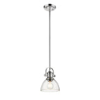 Golden Lighting Hines Yep By Golden Lighting Hines 1-light 7in Pendant In Brushed Champagne Brass And Seeded Glass