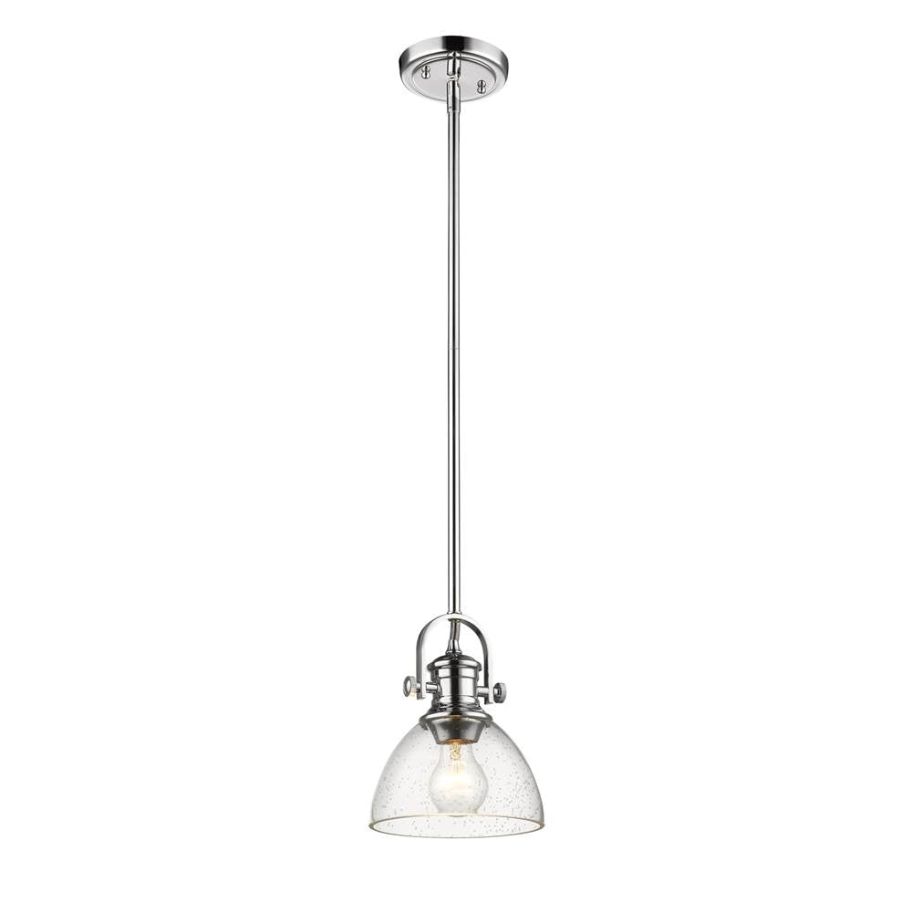 Golden Lighting Hines Yep By Golden Lighting Hines 1-light 7in Pendant In Brushed Champagne Brass And Seeded Glass