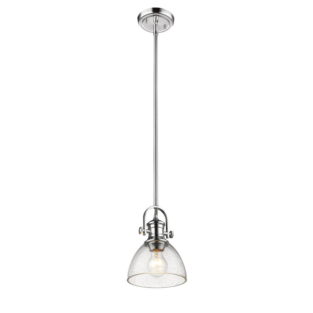Golden Lighting 3118-M1L CH-SD Chrome Yep By Golden Lighting Hines 1-light 7in Pendant In Chrome And Seeded Glass Image 3